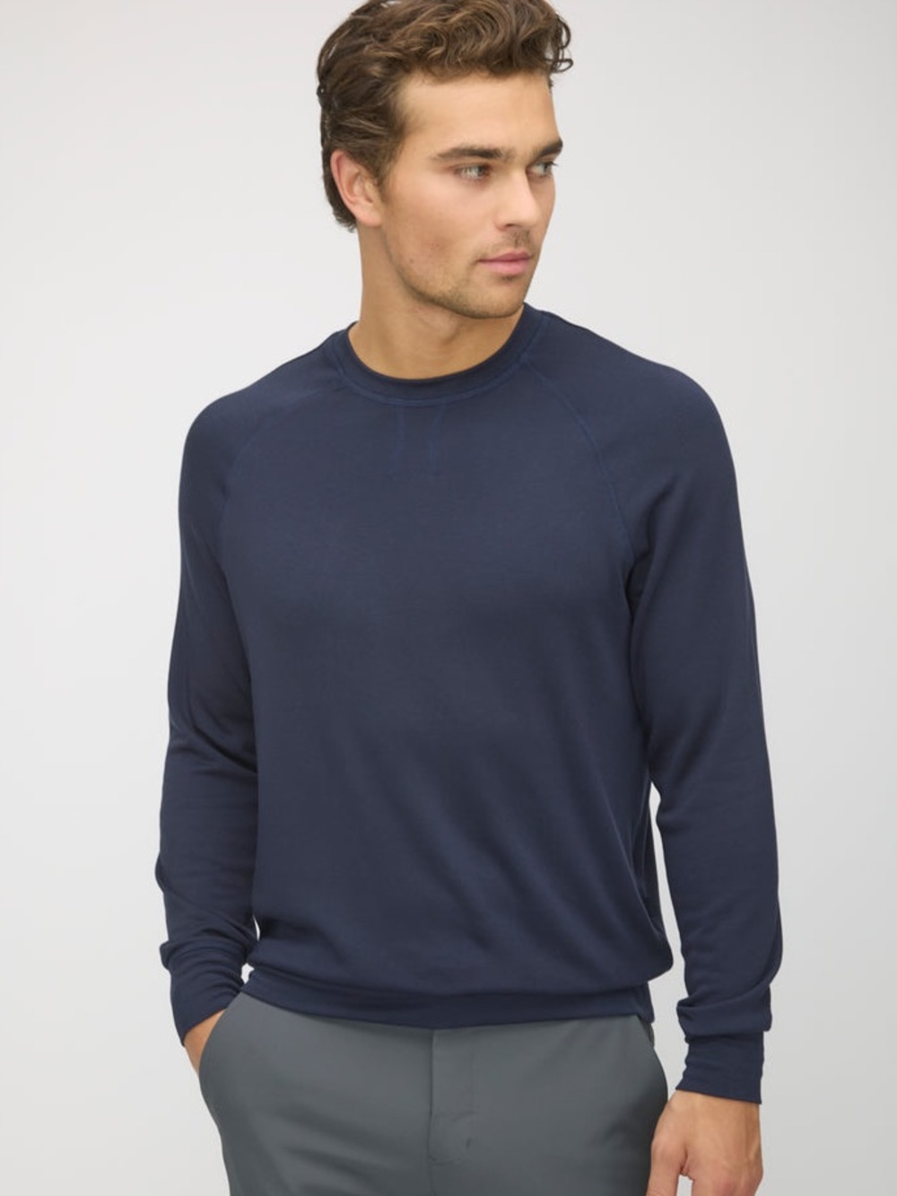 Kit + Ace Brushed Long Sleeve Crewneck Tee Navy Blue M